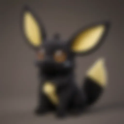 Charming Umbreon sitting plush against a colorful background