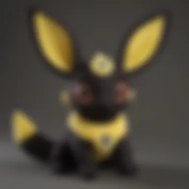 Close-up of Umbreon sitting plush showcasing its details