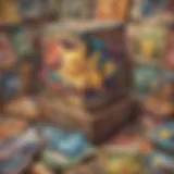 Colorful assortment of Pokémon cards displayed in an open big box