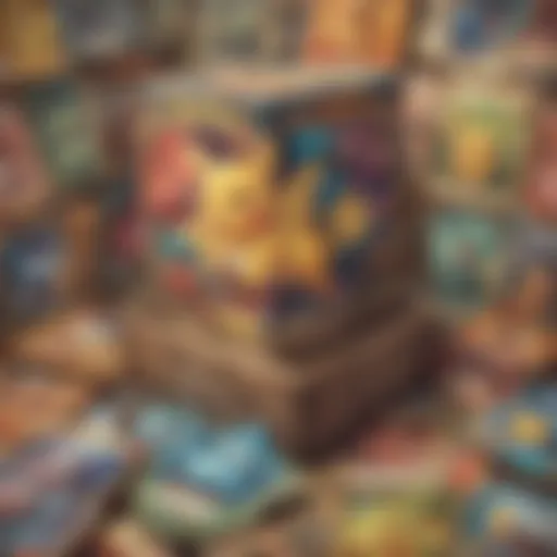 Colorful assortment of Pokémon cards displayed in an open big box