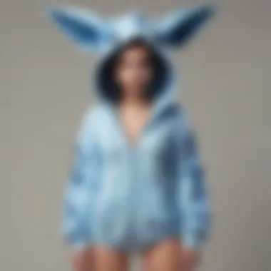 Vaporeon Onesie as Fashion Statement A stylish individual posing in a Vaporeon onesie, blending elements of pop culture with contemporary fashion.