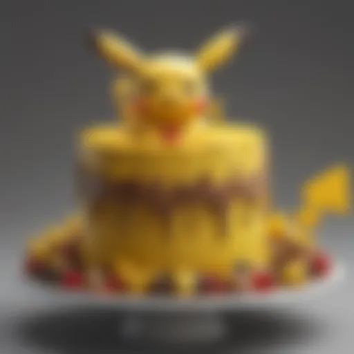 A vibrant Pikachu-themed cake adorned with fondant decorations