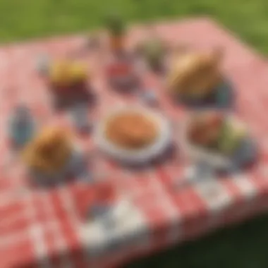 Stylish picnic setting with a customized tablecloth