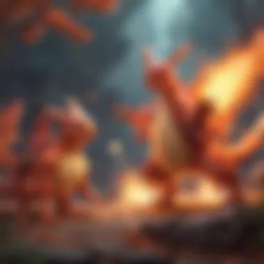 Strategic Pokemon with Fiery Background