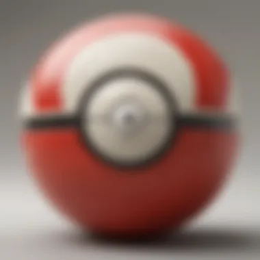 An artistic representation of a PokéBall in a gameplay scenario with Pokémon