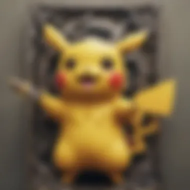 Artistic depiction of Pikachu in metal poster