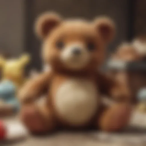 A vibrant collection of Pokémon teddy bears displayed on a shelf, showcasing various characters.