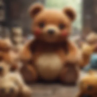 Fans Connecting Over Pokémon Teddy Bears An engaging image of fans interacting at a Pokémon events, with teddy bears prominently featured.