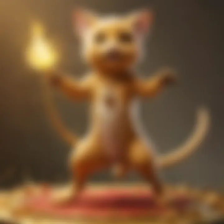 Artistic representation of Golden Mew amidst Pokémon-themed decorations