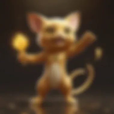 Golden Mew shining in a celebratory atmosphere