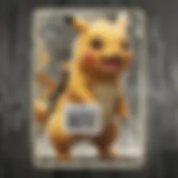 A close-up view of a Pokemon trading card featuring a barcode.