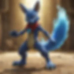 Lucario's battle stance showcasing its aura abilities