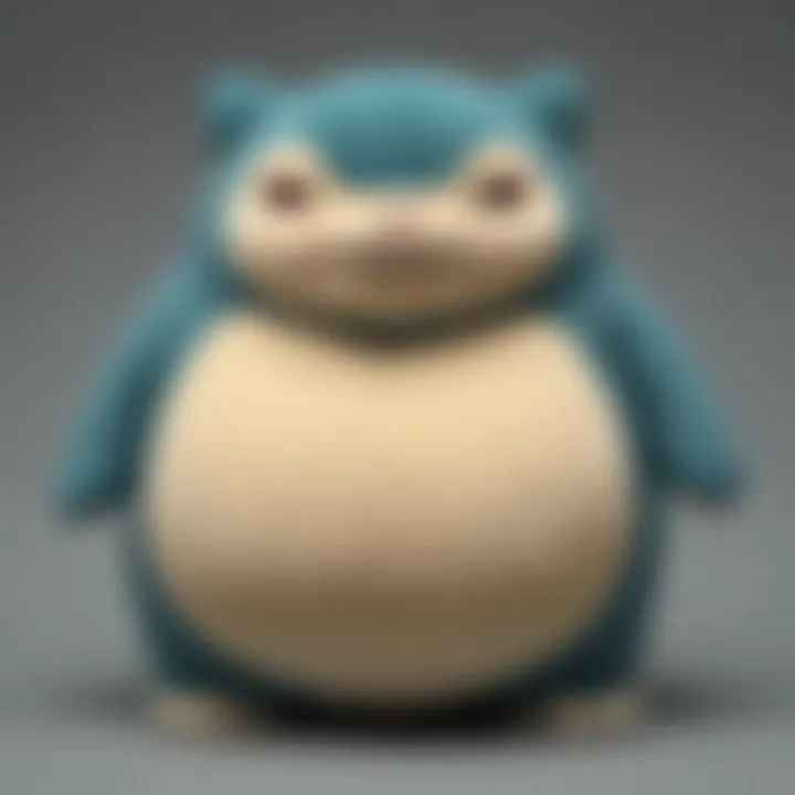 Close-up of the exquisite stitching and material quality of a Snorlax plush.