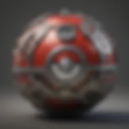 A sleek metal Pokeball showcasing its intricate design and finish