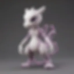 Mewtwo plush toys in various sizes and designs displayed