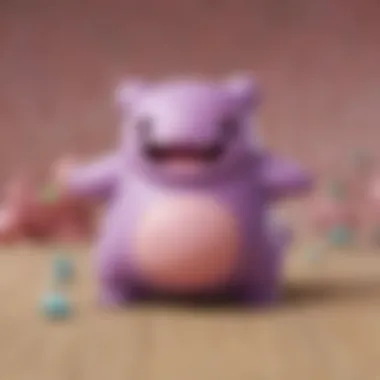 A group of enthusiastic fans showcasing their Ditto Pokémon toys at a convention.