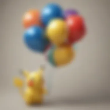 An artistic representation of Pokémon balloons in a digital artwork.