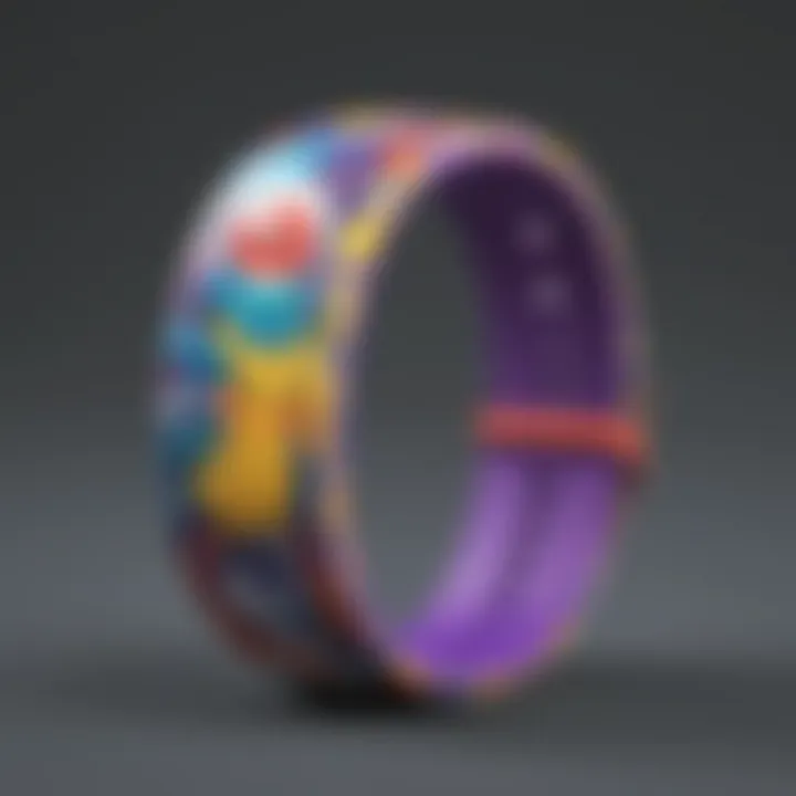 A close-up view of a colorful Pokemon wristband featuring various iconic characters