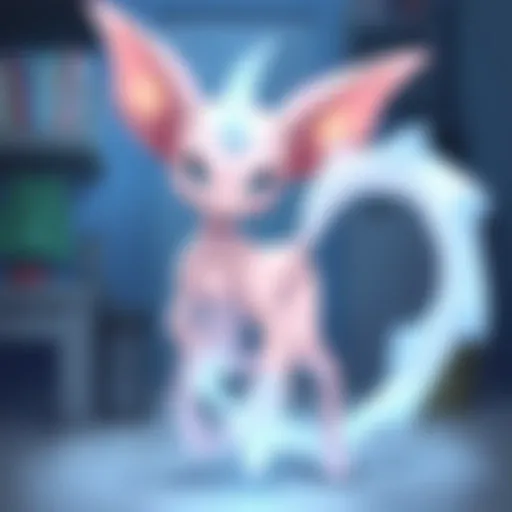 Mew's ethereal form floating amidst vibrant Pokémon landscapes