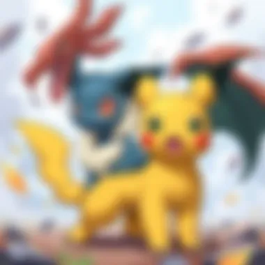 A dynamic graphic depicting Pokémon community events and engagement