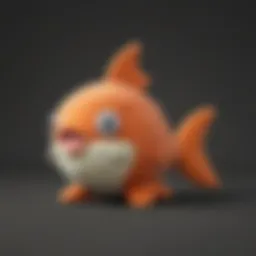 A detailed view of a plush Magikarp toy showcasing its unique features and vibrant colors.