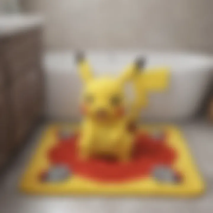 Stylish Pokémon bath mat featuring iconic symbols