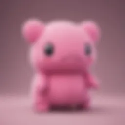 Detailed view of the Pokémon Center Ditto Plush showcasing its vibrant colors and unique shape.