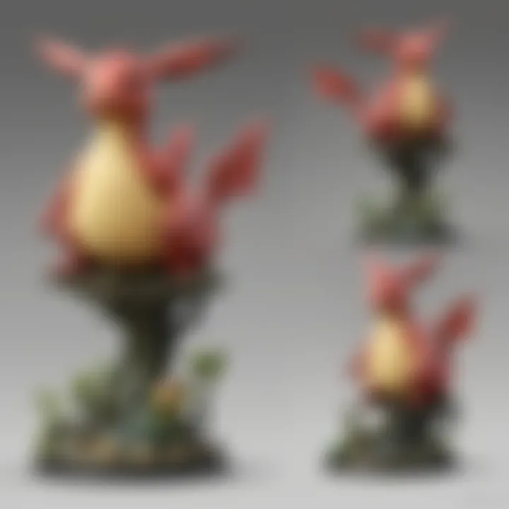 An artistic representation of Pokemon scale figures in gameplay scenarios.