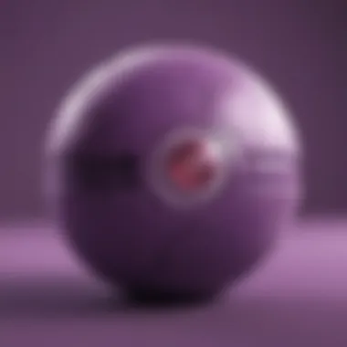 A close-up of the purple Pokeball showcasing its unique design.