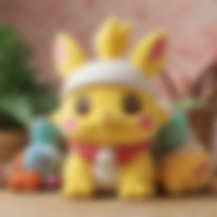 Yamper plush surrounded by colorful Pokemon merchandise