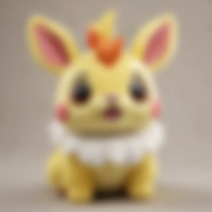 Close-up of Yamper plush with intricate stitching details