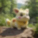 Yamper plush in serene natural setting