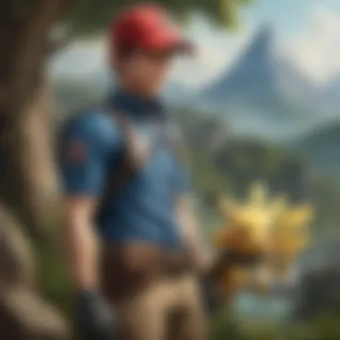 Collaboration Between Rangers and Pokemon A group of Pokemon Rangers collaborating with various Pokemon in a dynamic environment.