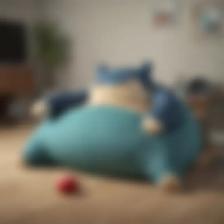 A group of friends enjoying a gaming session with the Snorlax bean bag