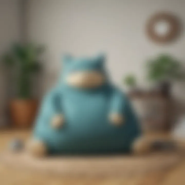 The Snorlax bean bag as a centerpiece in a modern room decor