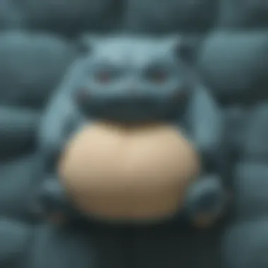 Close-up of the soft texture and design of the Snorlax bean bag