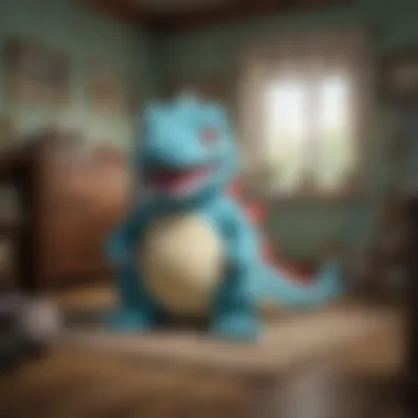 Totodile Plush in a Pokemon-Themed Room Fan showcasing their Totodile plush in a Pokemon-themed room