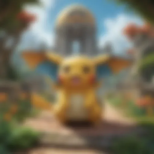 A vibrant landscape of a Pokémon online world showcasing diverse terrains and characters.