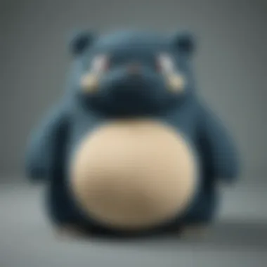 Close-up of the intricate design details on a plush Snorlax