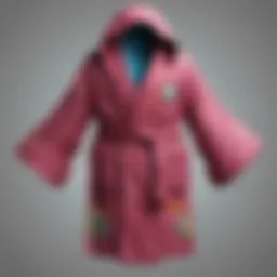 A vibrant Pokemon robe displayed on a mannequin, showcasing intricate designs and colors.