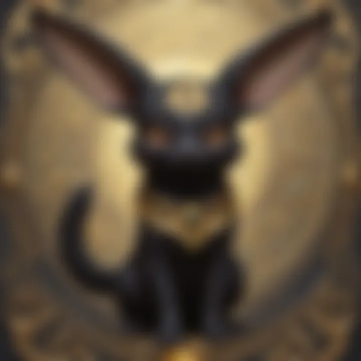 A close-up of an Umbreon alt art card illustrating intricate details and design elements.