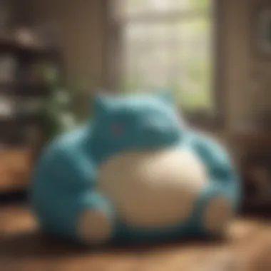 Giant Snorlax bean bag in a cozy living room setting