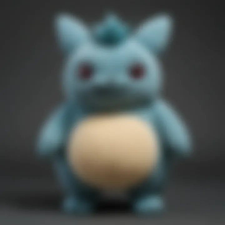 Close-up view of the stitching and fabric of a Munchlax plush.