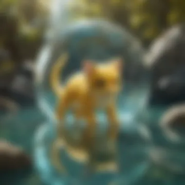 Gold Mew's Reflection in Crystal Clear Waters