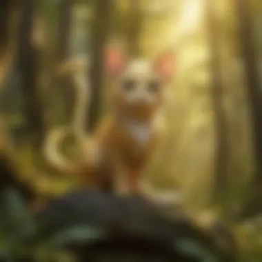 Gold Mew Amidst Glowing Mystical Forest