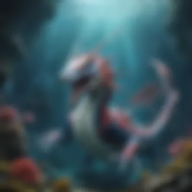 Gyarados envisioned in a mystical underwater realm