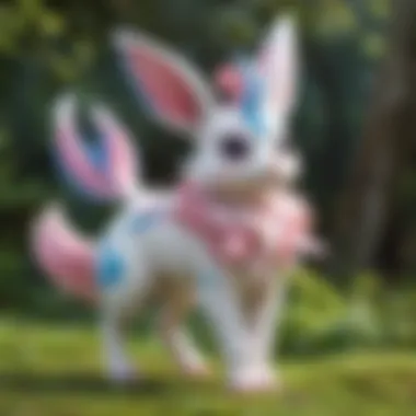 A collection of fairy-type Pokémon with Sylveon featured prominently