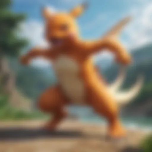 A vibrant scene from a Pokémon episode showcasing iconic characters in action.