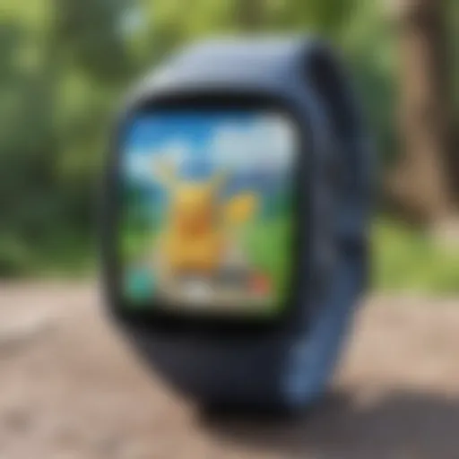 Smartwatch displaying Pokemon Go interface