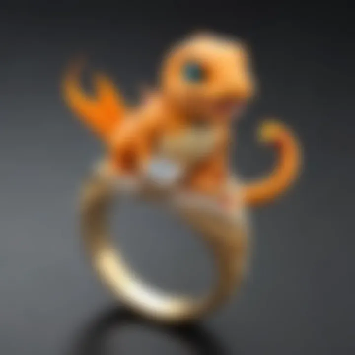 Intricate details of a Charmander ring